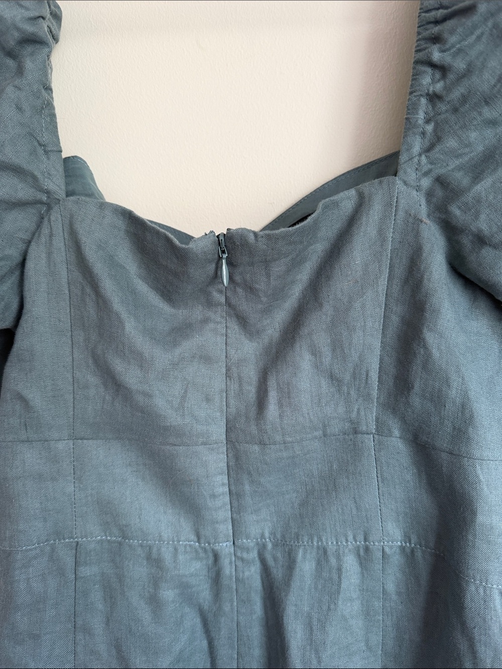 Boden Slate Blue Green Puff-Sleeve Linen Maxi Dress NWT size 8 - Picture 10 of 12